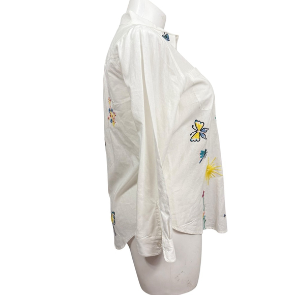 Intro Petite White Embroidered Button Front Shirt Size PL - Picture 4 of 8